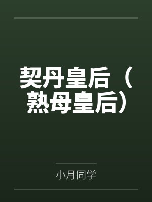 契丹皇后（熟母皇后）笔趣阁无弹窗